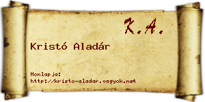 Kristó Aladár névjegykártya